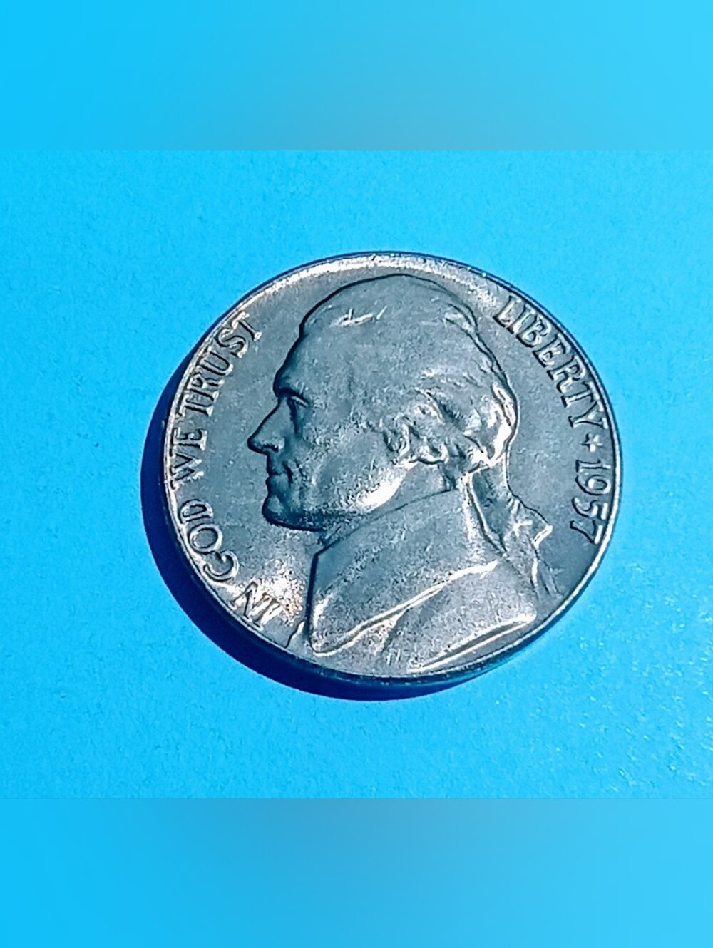 1957-P Uncirculated Jefferson Nickel From US Mint Roll. #0793pm.